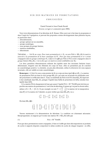 Sur des matrices de permutations conjugées [expository notes]