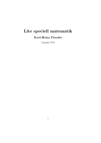 Lite speciell matematik .;[Lecture notes]