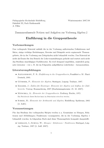 Einführung in die Gruppentheorie [Lecture notes]