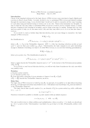 Notes on Witt Vectors: a motivated approach [expository notes]