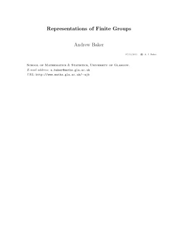 Representations of Finite Groups