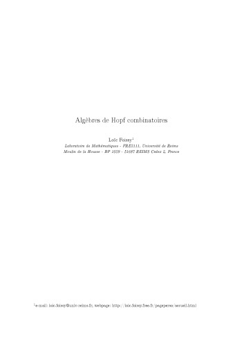 Algèbres de Hopf combinatoires [lecture notes]