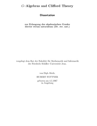 G-algebras and Clifford theory [PhD thesis]