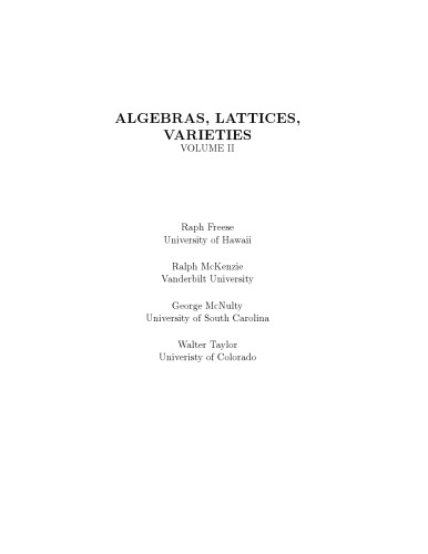 Algebras, Lattices, Varieties [draft]