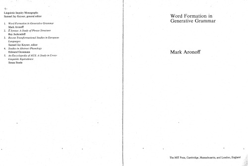 Word Formation in Generative Grammar