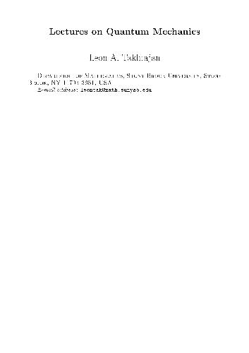 Lectures on quantum mechanics