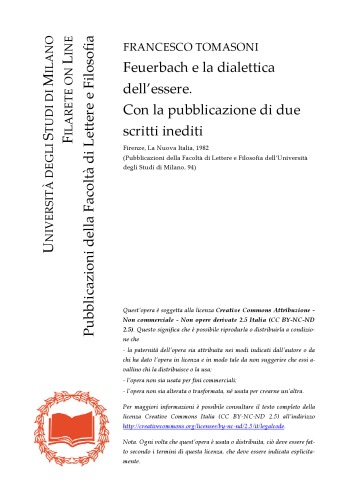 Feuerbach e la dialettica dell'essere. Con la pubblicazione di due  scritti inediti
