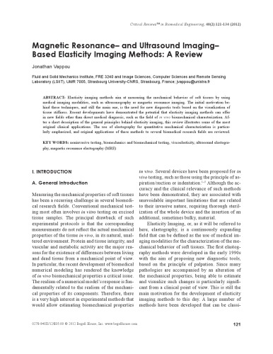 Magnetic Resonance− and Ultrasound Imaging−Based Elasticity Imaging Methods: A Review