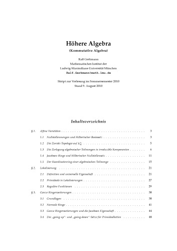 Höhere Algebra (Kommutative Algebra) [Lecture notes]