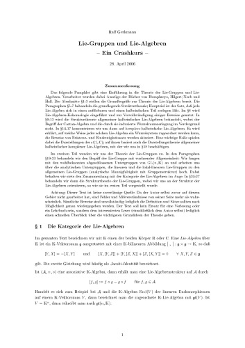 Lie-Gruppen und Lie-Algebren - Ein Crashkurs [Lecture notes]