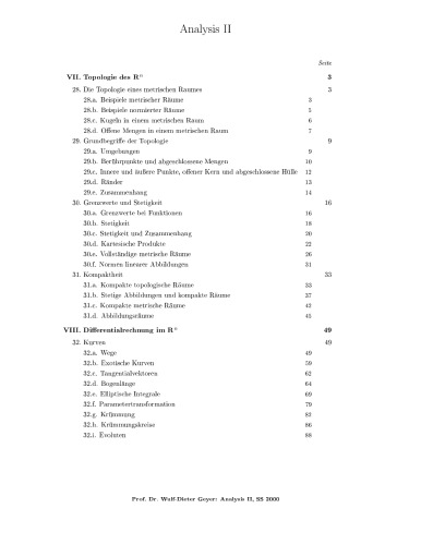 Analysis II (Sommersemester 2000)