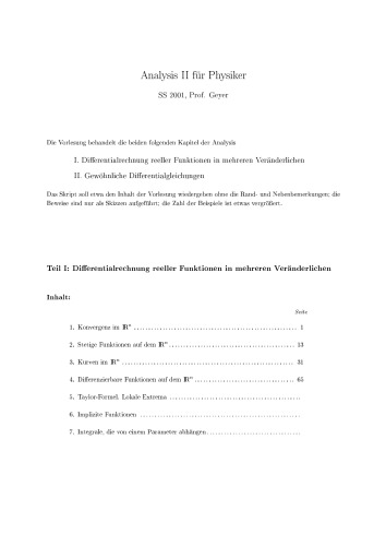 Analysis II für Physiker