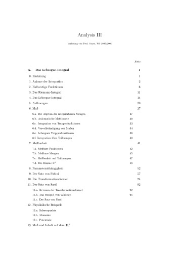 Analysis III (Wintersemester 2000/01)