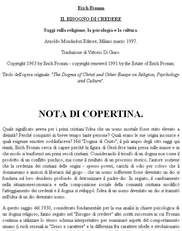 Il bisogno di credere