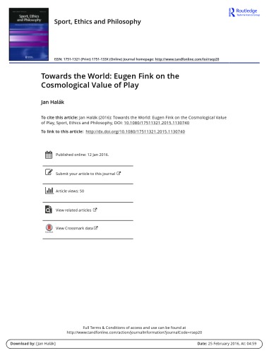 [article] Towards the World: Eugen Fink on the Cosmological Value of Play