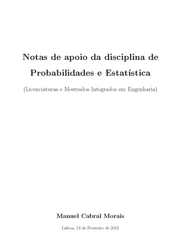 Notas de apoio da disciplina de Probabilidades e Estatística