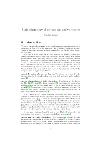 Étale cohomology of schemes and analytic spaces [Lecture notes]