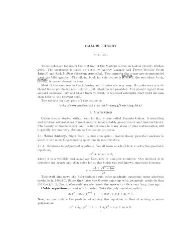 Galois theory [expository notes]