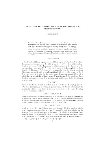 The algebraic theory of quadratic forms - an introduction [expository notes]