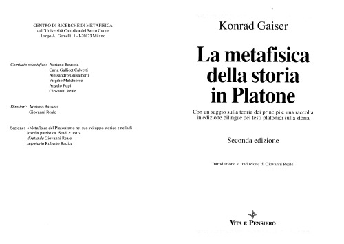 La metafisica della storia in Platone