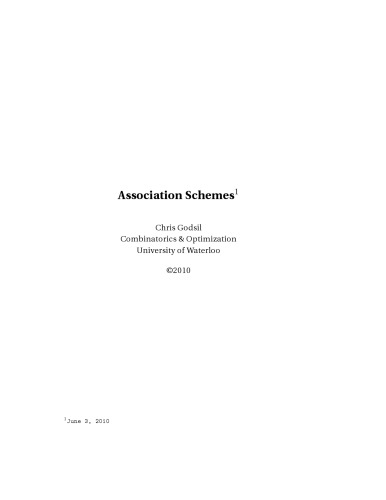 Association Schemes [Lecture notes]