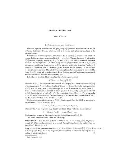 Group cohomology [expository notes]