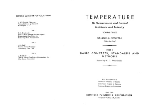 Temperature: Its Measurement and Control in Science and Industry. Vol. 3, Part 1: Basic Concepts, Standards and Methods