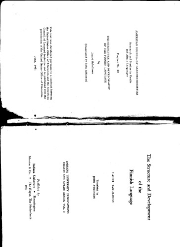 The Structure and Development of the Finnish Language