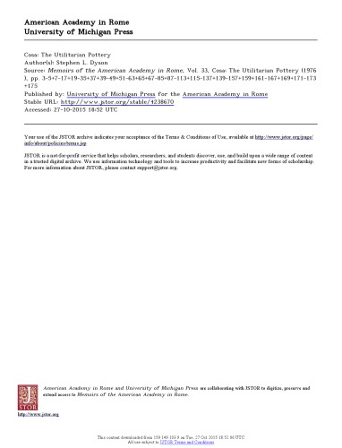 Cosa: the utilitarian pottery