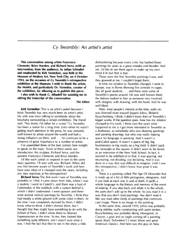 Cy Twombly : an artist's artist