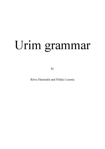 Urim grammar [draft]