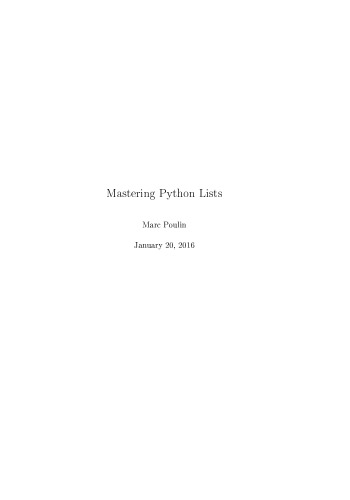 Mastering Python Lists
