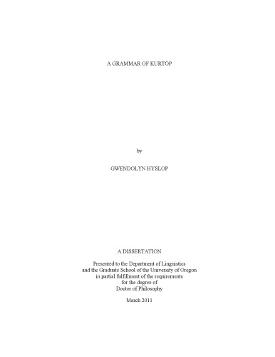 A Grammar of Kurtöp [PhD thesis]