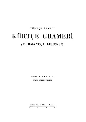 Kürtçe Grameri (Kürmançça Lehçesi)