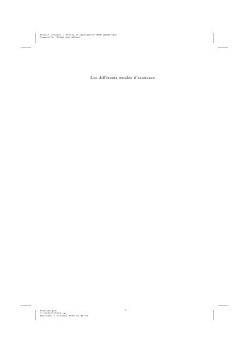 Les différents modes d’existence