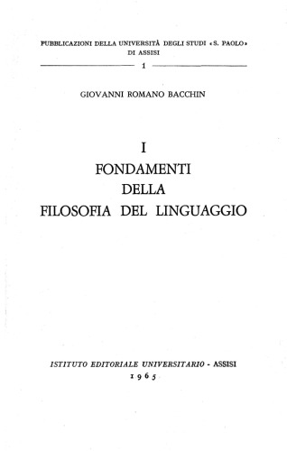 I fondamenti della filosofia del linguaggio