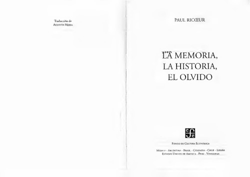 La memoria, la historia, el olvido