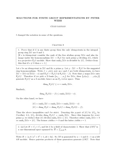 Solutions for Finite Group Representations by Peter Web [expository notes]