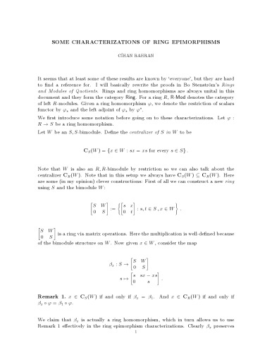 Some characterizations of ring epimorphisms [expository notes]