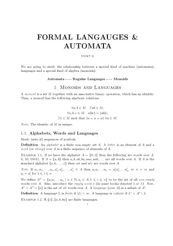 Formal languages & automata [Lecture notes]
