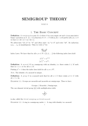 Semigroup Theory [Lecture notes]