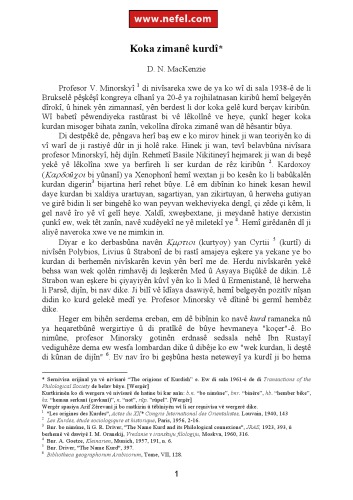 Koka zimanê kurdî - The origions of Kurdish