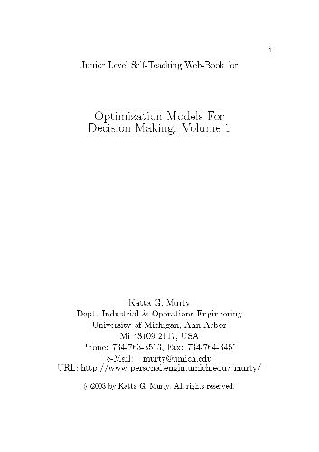 Optimization models for decision making