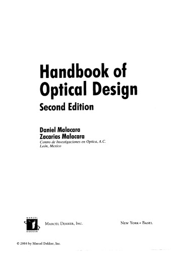 Handbook of optical design