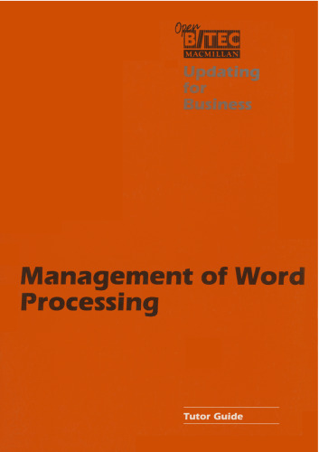 Management of Word Processing: Tutor Guide