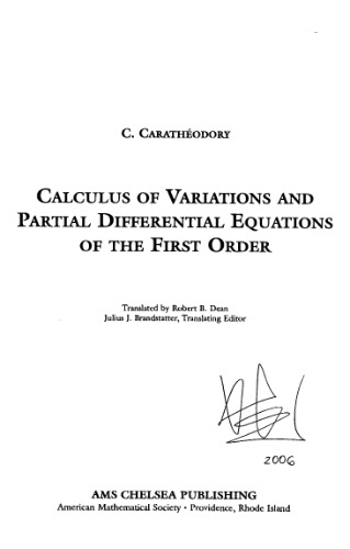Calculus of variations and partial differential equations of the first order