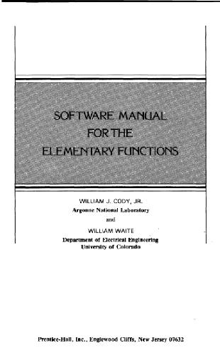 Software Manual for the Elementary Functions