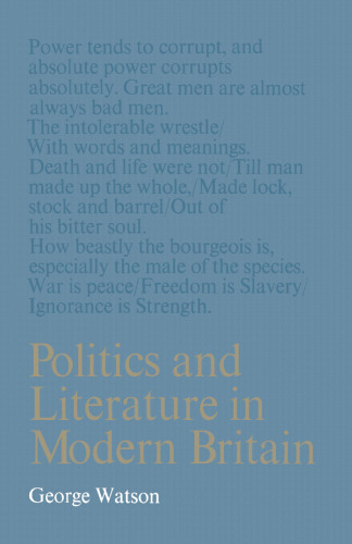 Politics and Literature in Modern Britain