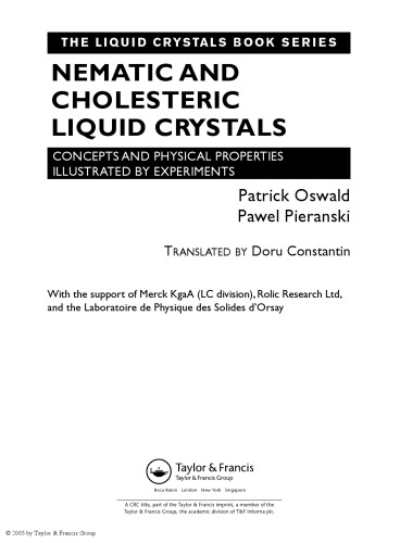 Nematic and cholesteric liquid crystals: concepts and physical properties illustrated by experiments