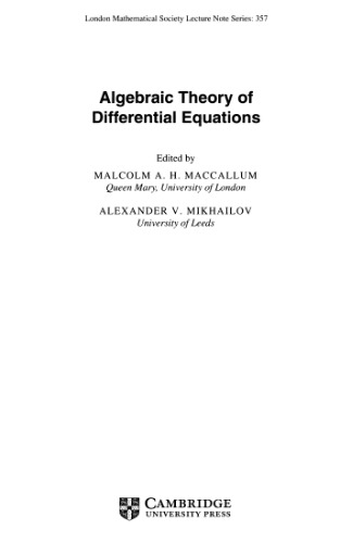 Algebraic Theory of Differential Equations